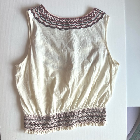 Anthropologie boho top tank cotton embroidered Mexican natural fibers size M - Picture 6 of 6